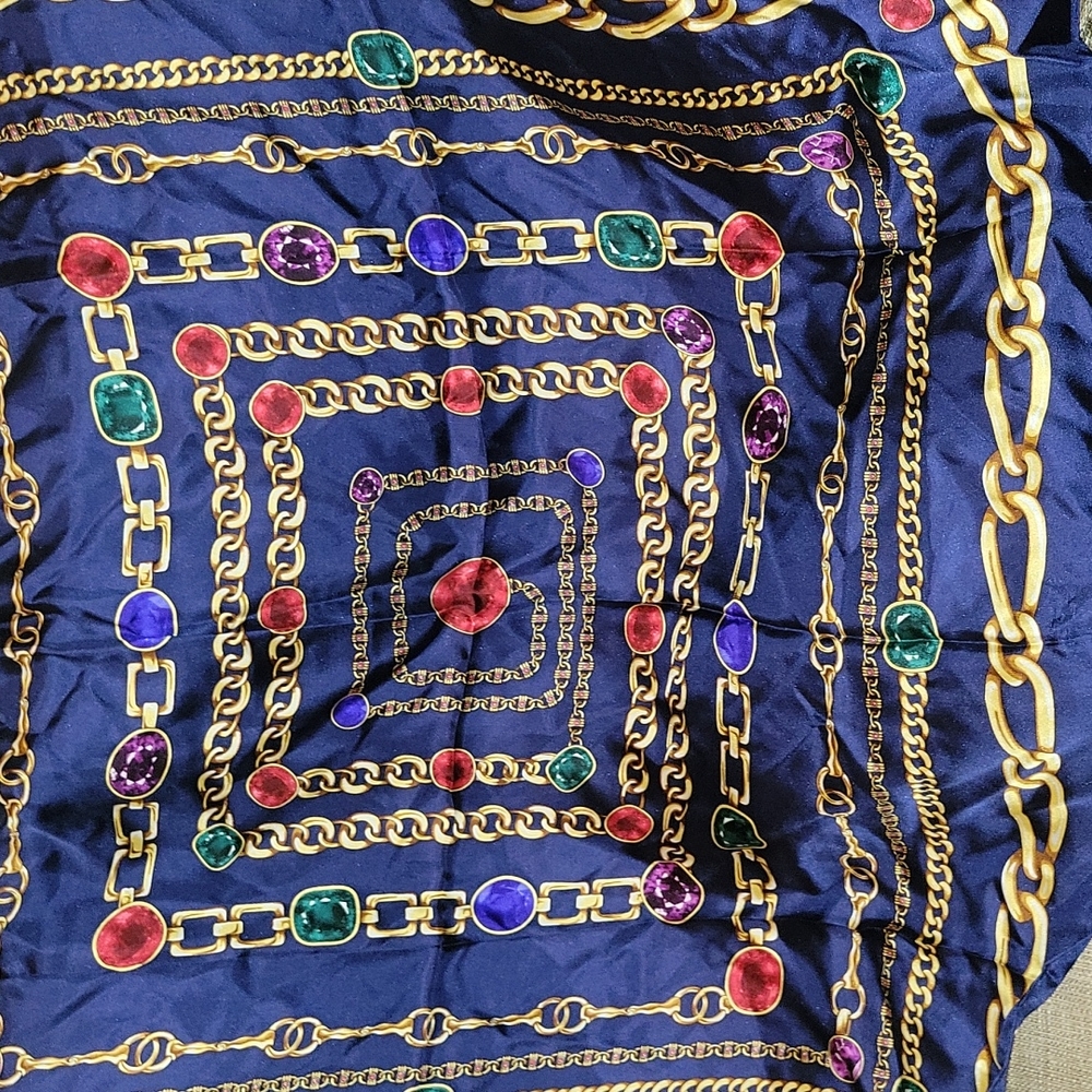 Talbots silk navy square scarf